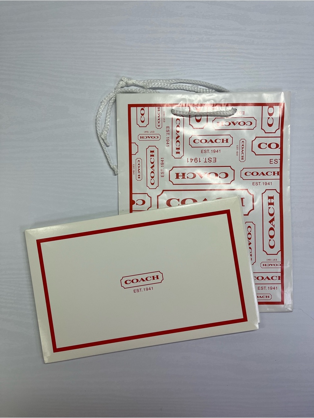Coach Gift Box & Bag Set - White with Red Logo Set A
